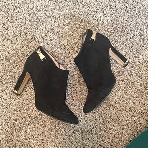 Kate Spade Black Ankle Boots w Gold detail